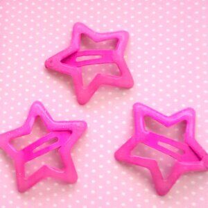 Hot Pink Star Hair Clip Glitter Barrette Lot Y2K Cutecore Aesthetic Bundle 3PC